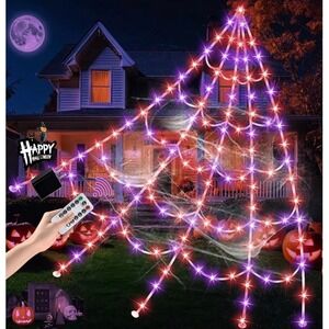 Halloween Spider Web Lights 550 LED Giant Outdoor Decorations Remote‎
